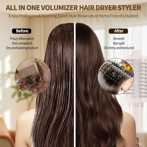 Vista 2 de Plancha rizadora de pelo 3 en 1 para cabello corto y largo, cepillo para secador, gran herramienta profesional de peluquería, regalo para mujeres