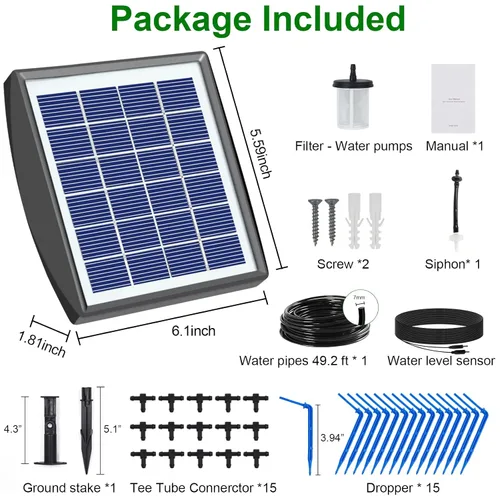 Vista 8 de RISINGUP Sistema de riego por goteo solar para 15 plantas en maceta para jardín al aire libre Automatic Plants Watering System with Anti-Siphoning