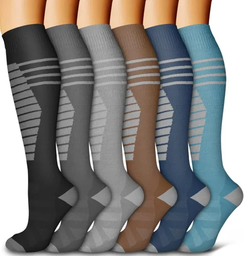 Vista 9 de Bluemaple Paquete de 6 calcetines de compresión de cobre para mujeres y hombres, el mejor apoyo para médicos, correr, enfermería, atletismo