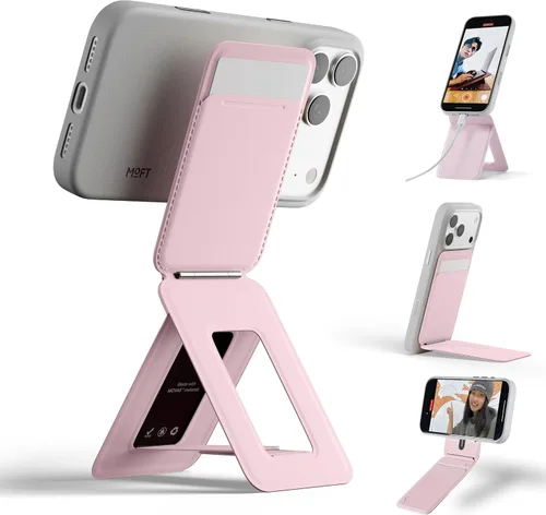 Vista 25 de MOFT MOVAS - Billetera con trípode para teléfono, 3 en 1, soporte magnético compatible con NFC, soporte para tarjetas ajustable de cuero vegano