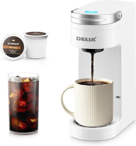 Vista 11 de CHULUX Cafetera compacta de una sola taza para cápsulas K Cup, apagado automático, color crema