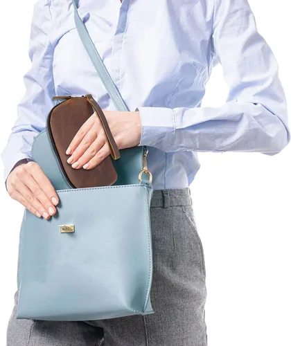 Vista 6 de Bolso de cuero para tecnología con cables y cargadores Bolso de tecnología Bolso de accesorio de viaje con cremallera Estuche organizador