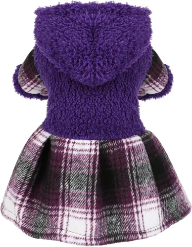 Vista 11 de Vestido de perro para perro pequeño, suéter Yorkie para niña, ropa de cachorro a cuadros, chihuahua, gato, linda ropa de forro polar cálido