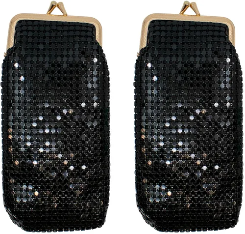 Vista 10 de Juego de 2 monederos largos vintage de malla metálica suave (0.118 in, negro)