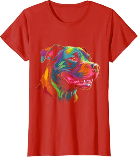 Vista 77 de Pit Bull Mom Dog Lover Colorido Artistic Pitbull Owner - Camiseta para mujer, Negro