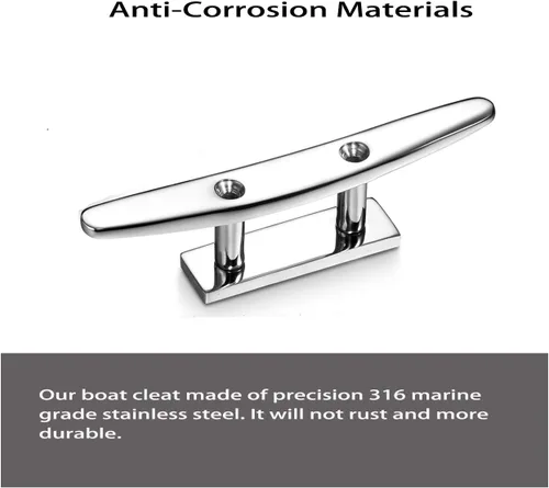 Vista 5 de Stainless Steel Boat Cleats 4"/5"/6", Marine Dock Cleats, Heavy Duty 316 Stainless Steel, Mirror Polished, Curtain Tie, Hook, Include Installation