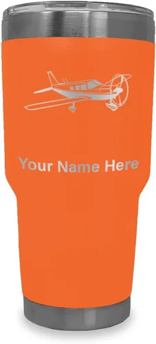 Vista 14 de LaserGram Vaso aislado al vacío de 20 onzas, avión de ala baja, grabado personalizado incluido (negro) Engraved Gift for Pilots, Vacuum Insulated