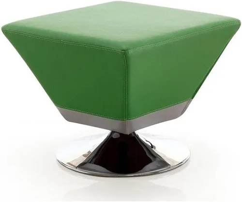 Vista 10 de Manhattan Comfort Diamond - Otomana giratoria de 360°, tapicería de cuero vegano, parte superior cuadrada biselada con elegante base cromada Azul