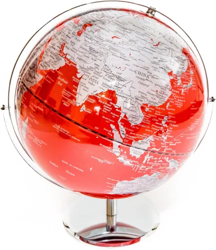 Vista 4 de Globo rojo y plateado del mundo 5