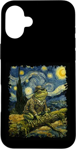 Vista 23 de Vintage Frog Van Gogh Style Starry Night Graphic Case for iPhone 17