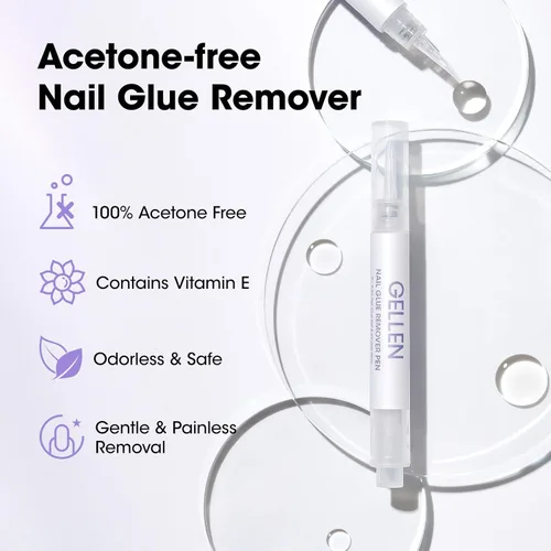 Vista 3 de Gellen Removedor de Pegamento para Uñas, 2 Piezas Removedor de Pegamento para Uñas para Uñas de Presión, Removedor de Gel Sin Acetona, Eliminación
