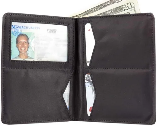 Vista 6 de Big Skinny Billetera delgada Hipster Bi-Fold para hombre, con capacidad para hasta 40 tarjetas Negro