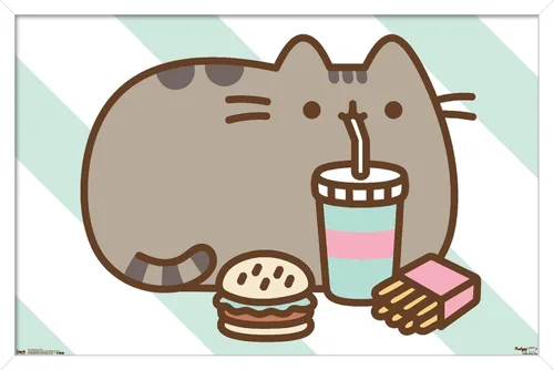 Vista 13 de Trends International Pusheen - Póster de pared de alimentos, 14.725 x 22.375 pulgadas, versión enmarcada de madera de granero