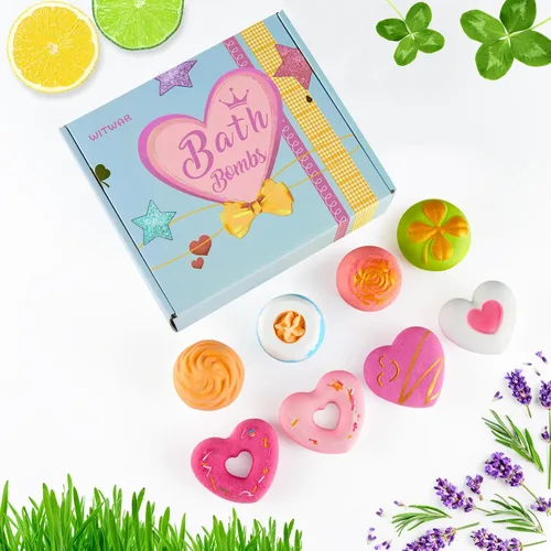 Vista 5 de 8 bombas de baño para el día de San Valentín para novias, niños y niñas, baño de burbujas, juego de regalo de bomba de baño natural, bombas de baño