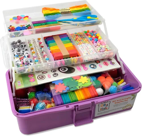 Vista 9 de Olly Kids Biblioteca de kits de manualidades en una caja organizadora de plástico para manualidades, suministros de arte y manualidades para niños