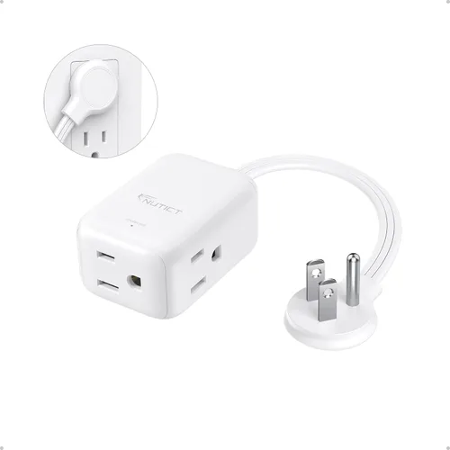 Vista 10 de NUTICT Cable de extensión corto de 6 pulgadas, extensor de 3 salidas con protector de sobretensiones 900J, 15A/1875W, certificado ETL, divisor