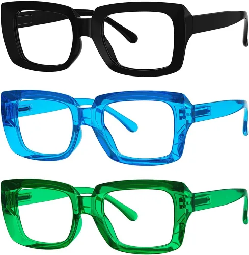 Vista 13 de Eyekepper - Juego de 4 gafas elegantes para mujer, anteojos cuadrados de gran tamaño para mujer