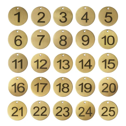Vista 8 de Etiquetas de latón numeradas con llaveros (1-10)