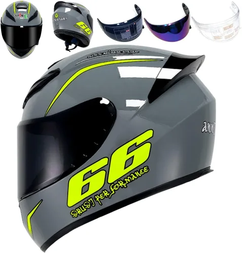 Vista 30 de HTLNUZD - Casco de motocicleta de cara completa, compatible con Pinlock, viseras transparentes y tintadas, modelo aprobado por DOT, casco de moto