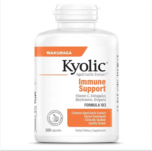 Vista 10 de Kyolic Fórmula 103 de extracto de ajo envejecido, apoyo inmunológico*, 100 cápsulas Bioavailable Blend with Mushroom Complex, Astragalus, Olive
