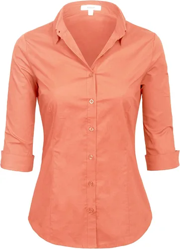 Vista 7 de KOGMO Blusa clásica de vestir con botones y manga 3/4 para mujer (S-3X)