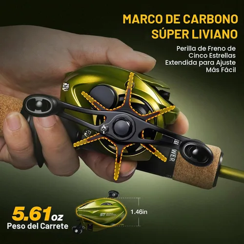 Vista 7 de Ghosthorn Fishing Rod and Reel Combo, Baitcaster Spinning Pole Combo