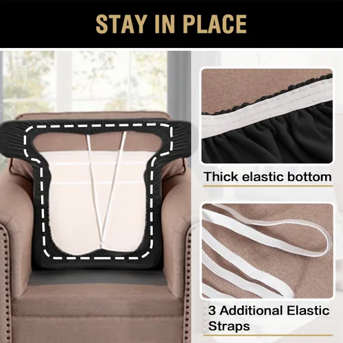 Vista 7 de H.VERSAILTEX Fundas de terciopelo elástico para silla con cojín en forma de T para sala de estar, funda de sofá, funda de asiento con cojín