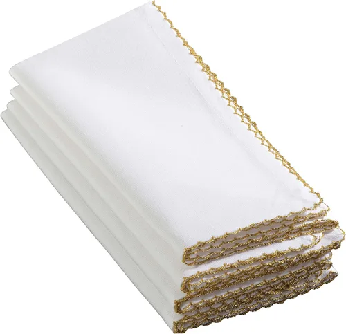 Vista 13 de SARO LIFESTYLE Servilletas de mesa con costura Whip (juego de 4), dorado, 6.0 in (1442.GL6S)