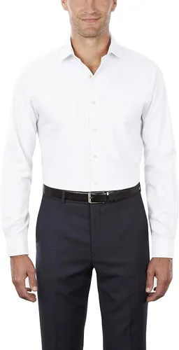 Vista 2 de Van Heusen Men's Herringbone Regular Fit Solid Spread Collar Dress Shirt