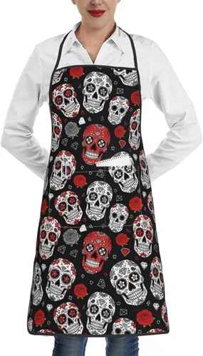 Vista 12 de Delantal unisex con cuello ajustable con bolsillos espaciosos y lazos largos