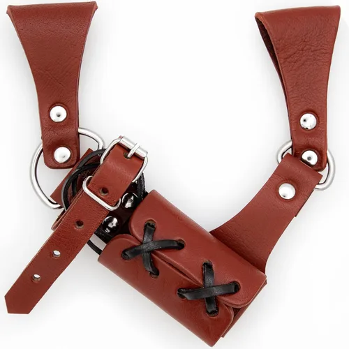 Vista 19 de Armory Replicas™ - Rana espada de cuero hecha a mano – Disfraz medieval LARP hebilla ajustable y cinturón de arma con cable soporte