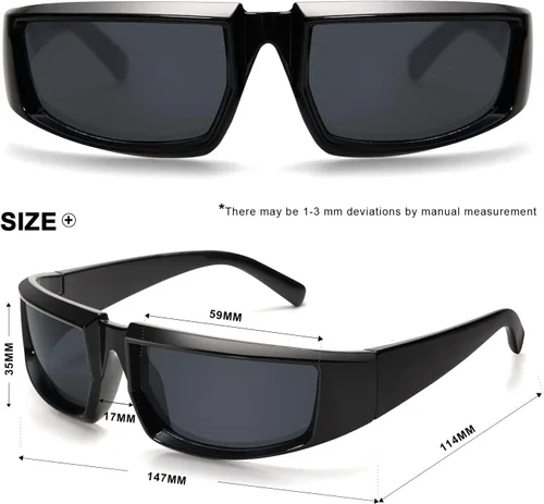 Vista 4 de VANLINKER Gafas de sol gruesas envolventes para mujeres y hombres, gafas futuristas Y2k VL9697