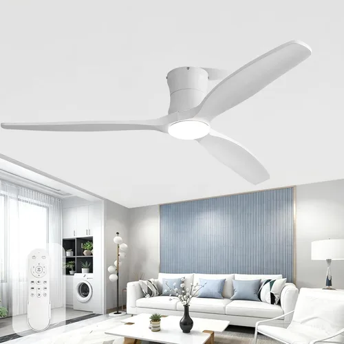 Vista 10 de Sofucor Ventilador de techo inteligente de 52 pulgadas sin luz, ventilador de techo de madera maciza de bajo perfil con control remoto, ventilador