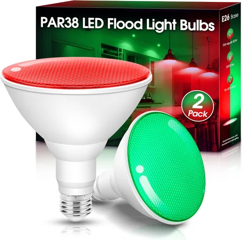 Vista 13 de Fulighture Paquete de 2 bombillas de inundación verdes, PAR38 de 15 W (equivalente a 100 W) E26, bombillas LED verdes de inundación para exteriores