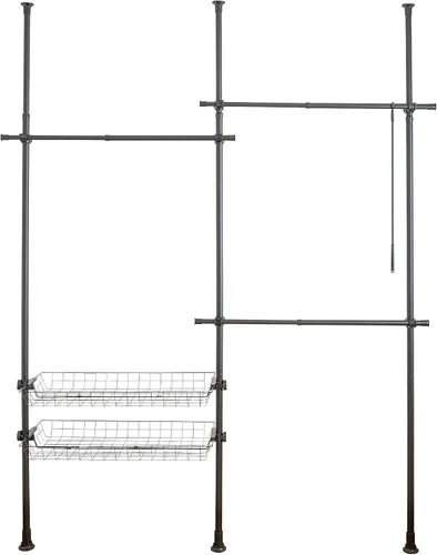 Vista 15 de WENKO Perchero de acero ajustable, blanco, 64.6-84.7 x 65-118.1 x 15
