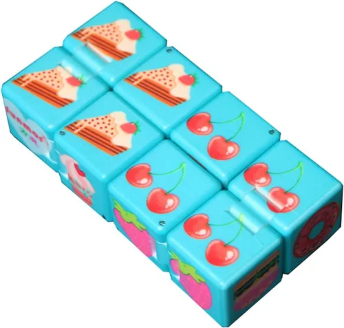 Vista 2 de Cubo infinito, cubo infinito sensorial para aliviar el autismo, Braille, fruta, bonito cubo mágico para niños y adultos, cubo de mano, alivia