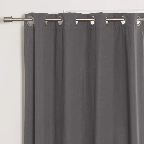 Vista 3 de Best Home Fashion ZeroLight - Cortinas opacas térmicas con ojales texturizados, 100 % de lino, color gris oscuro, 52 pulgadas de ancho x 63 pulgadas