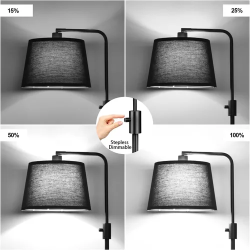 Vista 3 de Nintiue [Actualizada] Lámpara de pie regulable, bombilla LED Edison de 1000 lúmenes incluida, pantalla negra, lámpara de pie alta moderna de arco