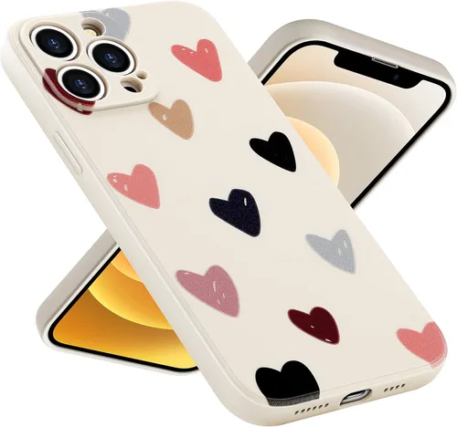 Vista 18 de Funda protectora para iPhone 12 para mujeres y niñas, diseño lindo de silicona suave, protección de cámara con forma de corazón, para iPhone 12