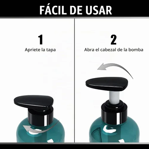 Vista 5 de Botellas de champú con bomba, 3 unidades, 16.9 onzas, color azul Azul transparente