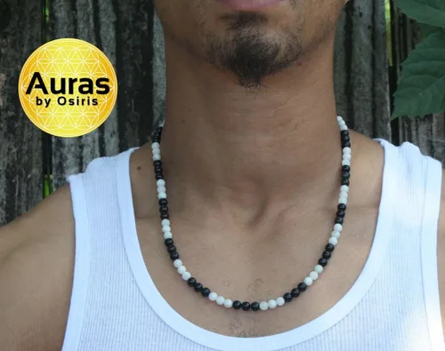 Vista 35 de Collar de cristal de obsidiana negra hecho a mano, collar de cuentas de piedras preciosas naturales auténticas, curación, protección, talismán mala