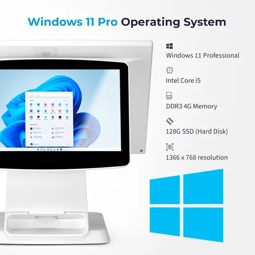 Vista 2 de Volcora Máquina terminal de punto de venta al por menor y restaurante para pequeñas empresas, caja registradora de punto de venta con Windows 11