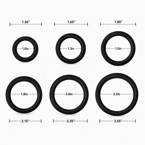 Vista 6 de Autofor Super elástico de silicona negro anillo para pene, transparente