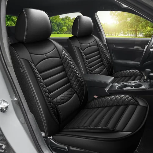 Vista 16 de 2 Fundas de Asiento Delantero Compatibles con Honda HRV Sport, LX, EX, EX-L, Touring 2016-2025 - Fundas de Asiento de Cuero Impermeables y #014 Beige