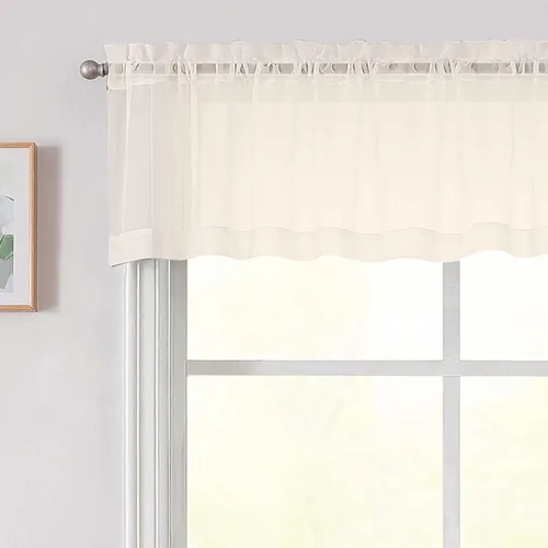 Vista 101 de 2 paneles de cortinas traslúcidas blancas para dormitorio, sala de estar, 96 pulgadas de largo, modernas, suaves, ligeras, con bolsillo para barra