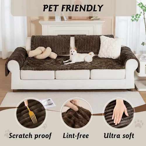 Vista 3 de PuTian Funda de sofá 100% impermeable y mullida para perros, lavable, antideslizante, protector de sofá, apto para mascotas, para sofás y sofás