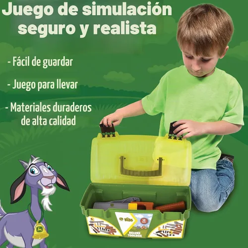 Vista 3 de John Deere 18 Piece Deluxe Tool Box - Construction Playset - Ages 3+