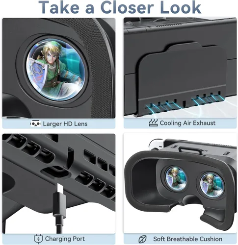 Vista 4 de Auriculares Switch VR diseñados para Switch & Switch OLED, auriculares de realidad virtual con lente ajustable de alta definición, gafas Swith VR