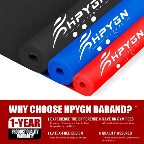 Vista 3 de HPYGN Banda de resistencia para terapia física, correa elástica de 12 8-Negro/Azul/Rojo