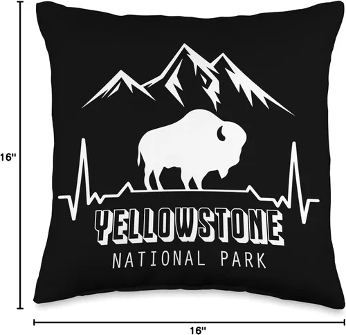 Vista 4 de Yellowstone Volcano National Park Wyoming Souvenir National Park Heartbeat Yellowstone Hike Wyoming Mountain - Almohada de 16 x 16 pulgadas